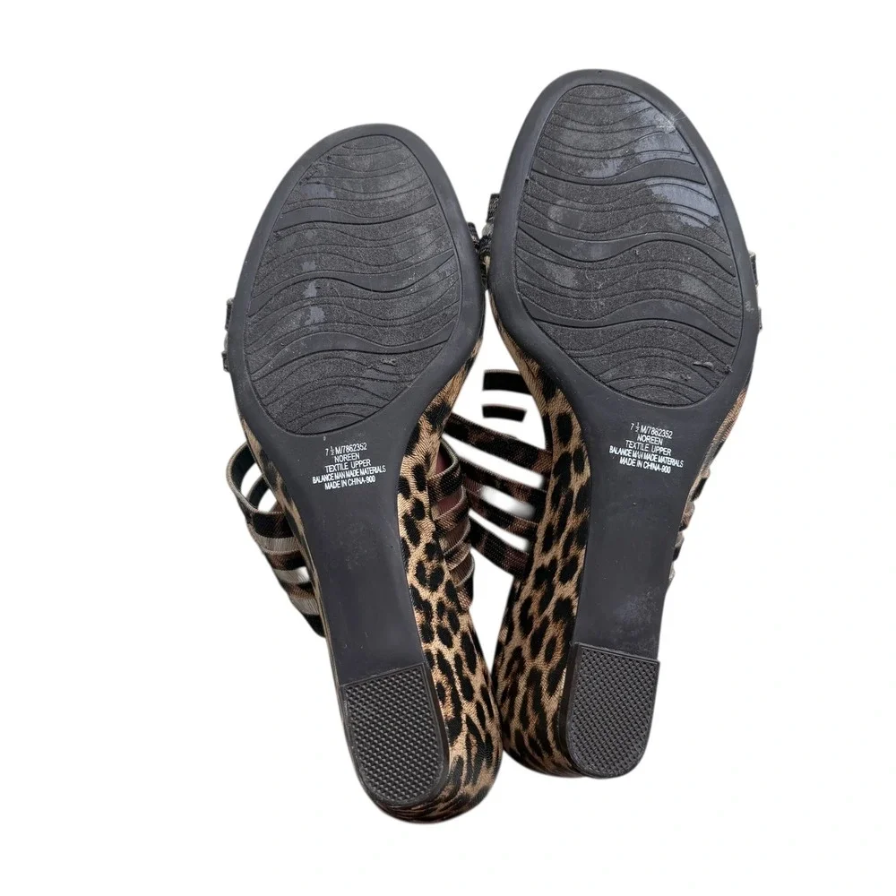 Impo 7.5 M Brown Leopard Print Stretch Memory Foam Noreen Wedge Sandals Boho Y2K